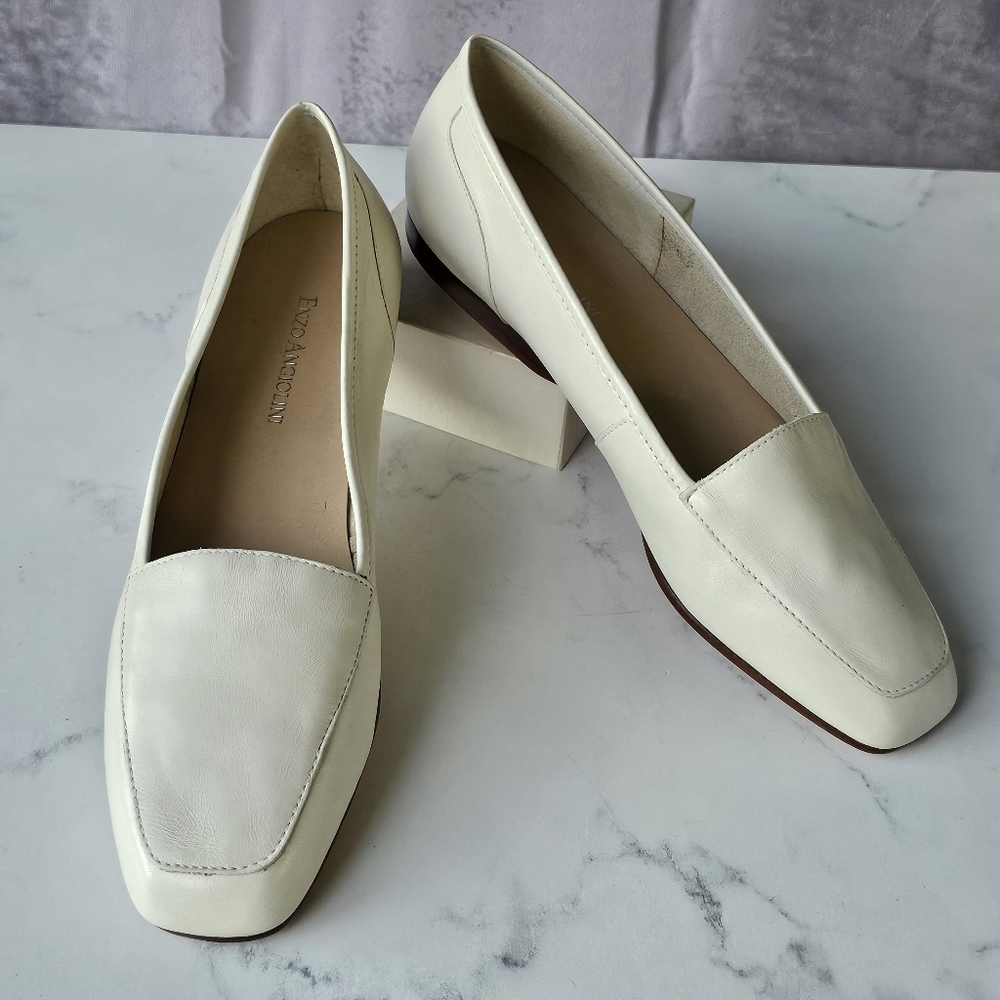 Rare NWT Enzo Anjiolini White Leather Slip On Flats Women Size 7M